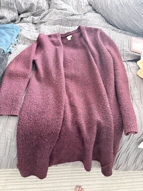 J. Crew Dusty Plum Open-Front Knit Cardigan